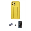 MARSİLYAN™- iPhone 12 Pro Kılıf Akış Doku - Siyah 3D Antistatik Hayalet Cam Ekran Koruyucu + Renkli Kamera Lens Koruma Cam - TU