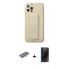 MARSİLYAN™- iPhone 12 Pro Kılıf Akış Doku - Siyah 3D Antistatik Hayalet Cam Ekran Koruyucu + Renkli Kamera Lens Koruma Cam - TU