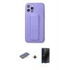 MARSİLYAN™- iPhone 12 Pro Kılıf Akış Doku - Siyah 3D Antistatik Hayalet Cam Ekran Koruyucu + Renkli Kamera Lens Koruma Cam - TU
