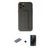 MARSİLYAN™- iPhone 12 Pro Kılıf Akış Doku - Siyah 3D Antistatik Hayalet Cam Ekran Koruyucu + Renkli Kamera Lens Koruma Cam - TU