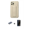 MARSİLYAN™- iPhone 12 Pro Kılıf Akış Doku - Siyah 3D Antistatik Hayalet Cam Ekran Koruyucu + Renkli Kamera Lens Koruma Cam - YL