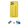 MARSİLYAN™- iPhone 12 Pro Kılıf Akış Doku - Siyah 3D Antistatik Seramik Nano Ekran Koruyucu + Metal Kamera Lens Koruma Cam - GD