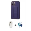 MARSİLYAN™- iPhone 12 Pro Kılıf Akış Doku - Siyah 3D Antistatik Seramik Nano Ekran Koruyucu + Shine Kamera Lens - GD