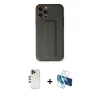 MARSİLYAN™- iPhone 12 Pro Kılıf Akış Doku - Siyah 3D Antistatik Seramik Nano Ekran Koruyucu + Shine Kamera Lens - GD