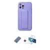 MARSİLYAN™- iPhone 12 Pro Kılıf Akış Doku - Siyah 3D Antistatik Seramik Nano Ekran Koruyucu + Metal Kamera Lens Koruma Cam - AKYL