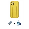 MARSİLYAN™- iPhone 12 Pro Kılıf Akış Doku - Siyah 3D Antistatik Seramik Nano Ekran Koruyucu + Metal Kamera Lens Koruma Cam - MR