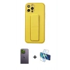 MARSİLYAN™- iPhone 12 Pro Kılıf Akış Doku - Siyah 3D Antistatik Seramik Nano Ekran Koruyucu + Neon Fosforlu Kamera Lens - YL