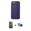 MARSİLYAN™- iPhone 12 Pro Kılıf Akış Doku - Siyah 3D Antistatik Seramik Nano Ekran Koruyucu + Neon Fosforlu Kamera Lens - YL