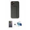 MARSİLYAN™- iPhone 12 Pro Kılıf Akış Doku - Siyah 3D Antistatik Seramik Nano Ekran Koruyucu + Neon Fosforlu Kamera Lens - YL