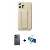 MARSİLYAN™- iPhone 12 Pro Kılıf Akış Doku - Siyah 3D Antistatik Seramik Nano Ekran Koruyucu + Neon Fosforlu Kamera Lens - YL