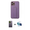 MARSİLYAN™- iPhone 12 Pro Kılıf Akış Doku - Siyah 3D Antistatik Seramik Nano Ekran Koruyucu + Neon Fosforlu Kamera Lens - YL