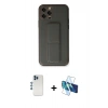 MARSİLYAN™- iPhone 12 Pro Kılıf Akış Doku - Siyah 3D Antistatik Seramik Nano Ekran Koruyucu + Shine Kamera Lens - MI