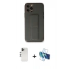 MARSİLYAN™- iPhone 12 Pro Kılıf Akış Doku - Siyah 3D Antistatik Seramik Nano Ekran Koruyucu + Shine Kamera Lens - GS