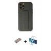 MARSİLYAN™- iPhone 12 Pro Kılıf Akış Doku - Siyah 3D Antistatik Seramik Nano Ekran Koruyucu + Shine Kamera Lens Koruma Cam - SABE