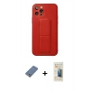 MARSİLYAN™- iPhone 12 Pro Kılıf Akış Doku - Siyah 6D Mat Seramik Hayalet Nano Ekran Koruyucu + Metal Kamera Lens Koruma Cam - AKYL