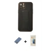 MARSİLYAN™- iPhone 12 Pro Kılıf Akış Doku - Siyah 6D Mat Seramik Hayalet Nano Ekran Koruyucu + Metal Kamera Lens Koruma Cam - AKYL