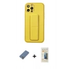 MARSİLYAN™- iPhone 12 Pro Kılıf Akış Doku - Siyah 6D Mat Seramik Hayalet Nano Ekran Koruyucu + Metal Kamera Lens Koruma Cam - AKYL
