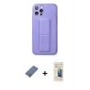 MARSİLYAN™- iPhone 12 Pro Kılıf Akış Doku - Siyah 6D Mat Seramik Hayalet Nano Ekran Koruyucu + Metal Kamera Lens Koruma Cam - AKYL
