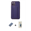 MARSİLYAN™- iPhone 12 Pro Kılıf Akış Doku - Siyah 6D Mat Seramik Hayalet Nano Ekran Koruyucu + Metal Kamera Lens Koruma Cam - AKYL