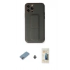 MARSİLYAN™- iPhone 12 Pro Kılıf Akış Doku - Siyah 6D Mat Seramik Hayalet Nano Ekran Koruyucu + Shine Kamera Lens Koruma Cam - GI