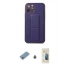MARSİLYAN™- iPhone 12 Pro Kılıf Akış Doku - Siyah 6D Mat Seramik Hayalet Nano Ekran Koruyucu + Shine Kamera Lens Koruma Cam - GI