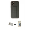 MARSİLYAN™- iPhone 12 Pro Kılıf Akış Doku - Siyah 6D Mat Seramik Hayalet Nano Ekran Koruyucu + Rainbow Kamera Lens Koruma Cam - GD