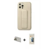 MARSİLYAN™- iPhone 12 Pro Kılıf Akış Doku - Siyah 6D Mat Seramik Hayalet Nano Ekran Koruyucu + Rainbow Kamera Lens Koruma Cam - GD