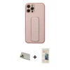 MARSİLYAN™- iPhone 12 Pro Kılıf Akış Doku - Siyah 6D Mat Seramik Hayalet Nano Ekran Koruyucu + Rainbow Kamera Lens Koruma Cam - GD
