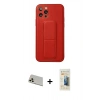 MARSİLYAN™- iPhone 12 Pro Kılıf Akış Doku - Siyah 6D Mat Seramik Hayalet Nano Ekran Koruyucu + Rainbow Kamera Lens Koruma Cam - GD