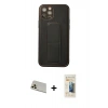 MARSİLYAN™- iPhone 12 Pro Kılıf Akış Doku - Siyah 6D Mat Seramik Hayalet Nano Ekran Koruyucu + Rainbow Kamera Lens Koruma Cam - GD