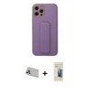 MARSİLYAN™- iPhone 12 Pro Kılıf Akış Doku - Siyah 6D Mat Seramik Hayalet Nano Ekran Koruyucu + Rainbow Kamera Lens Koruma Cam - GD
