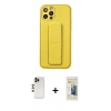 MARSİLYAN™- iPhone 12 Pro Kılıf Akış Doku - Siyah 6D Mat Seramik Hayalet Nano Ekran Koruyucu + Shine Kamera Lens - GD