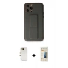 MARSİLYAN™- iPhone 12 Pro Kılıf Akış Doku - Siyah 6D Mat Seramik Hayalet Nano Ekran Koruyucu + Shine Kamera Lens - GD