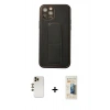 MARSİLYAN™- iPhone 12 Pro Kılıf Akış Doku - Siyah 6D Mat Seramik Hayalet Nano Ekran Koruyucu + Shine Kamera Lens - GD