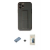 MARSİLYAN™- iPhone 12 Pro Kılıf Akış Doku - Siyah 6D Mat Seramik Hayalet Nano Ekran Koruyucu + Shine Kamera Lens Koruma Cam - GS