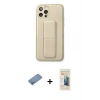 MARSİLYAN™- iPhone 12 Pro Kılıf Akış Doku - Siyah 6D Mat Seramik Hayalet Nano Ekran Koruyucu + Shine Kamera Lens Koruma Cam - GS