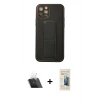 MARSİLYAN™- iPhone 12 Pro Kılıf Akış Doku - Siyah 6D Mat Seramik Hayalet Nano Ekran Koruyucu + Kamera Lens Koruma Cam - SF
