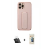 MARSİLYAN™- iPhone 12 Pro Kılıf Akış Doku - Siyah 6D Mat Seramik Hayalet Nano Ekran Koruyucu + Kamera Lens Koruma Cam - SF
