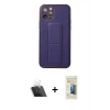 MARSİLYAN™- iPhone 12 Pro Kılıf Akış Doku - Siyah 6D Mat Seramik Hayalet Nano Ekran Koruyucu + Kamera Lens Koruma Cam - SF