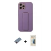 MARSİLYAN™- iPhone 12 Pro Kılıf Akış Doku - Siyah 6D Mat Seramik Hayalet Nano Ekran Koruyucu + Metal Kamera Lens Koruma Cam - KI