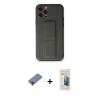 MARSİLYAN™- iPhone 12 Pro Kılıf Akış Doku - Siyah 6D Mat Seramik Hayalet Nano Ekran Koruyucu + Metal Kamera Lens Koruma Cam - KI