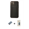 MARSİLYAN™- iPhone 12 Pro Kılıf Akış Doku - Siyah 6D Mat Seramik Hayalet Nano Ekran Koruyucu + Metal Kamera Lens Koruma Cam - KI