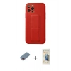 MARSİLYAN™- iPhone 12 Pro Kılıf Akış Doku - Siyah 6D Mat Seramik Hayalet Nano Ekran Koruyucu + Metal Kamera Lens Koruma Cam - KI