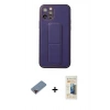 MARSİLYAN™- iPhone 12 Pro Kılıf Akış Doku - Siyah 6D Mat Seramik Hayalet Nano Ekran Koruyucu + Metal Kamera Lens Koruma Cam - KI