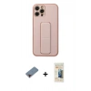 MARSİLYAN™- iPhone 12 Pro Kılıf Akış Doku - Siyah 6D Mat Seramik Hayalet Nano Ekran Koruyucu + Metal Kamera Lens Koruma Cam - KI