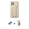 MARSİLYAN™- iPhone 12 Pro Kılıf Akış Doku - Siyah 6D Mat Seramik Hayalet Nano Ekran Koruyucu + Metal Kamera Lens Koruma Cam - KI