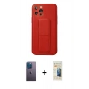 MARSİLYAN™- iPhone 12 Pro Kılıf Akış Doku - Siyah 6D Mat Seramik Hayalet Nano Ekran Koruyucu + Neon Fosforlu Kamera Lens - MI
