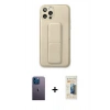 MARSİLYAN™- iPhone 12 Pro Kılıf Akış Doku - Siyah 6D Mat Seramik Hayalet Nano Ekran Koruyucu + Neon Fosforlu Kamera Lens - MI