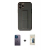 MARSİLYAN™- iPhone 12 Pro Kılıf Akış Doku - Siyah 6D Mat Seramik Hayalet Nano Ekran Koruyucu + Neon Fosforlu Kamera Lens - MI
