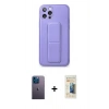 MARSİLYAN™- iPhone 12 Pro Kılıf Akış Doku - Siyah 6D Mat Seramik Hayalet Nano Ekran Koruyucu + Neon Fosforlu Kamera Lens - MI